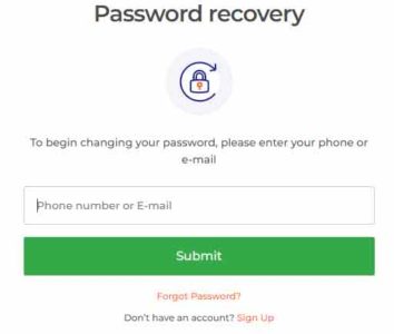 write your email to recover your password at IQ Option