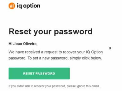 Reset your password at IQ Option