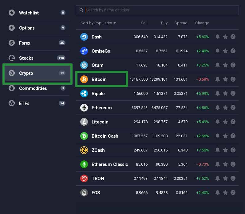 buy bitcoin in iq options