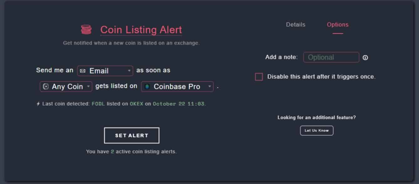 alert for coinbase